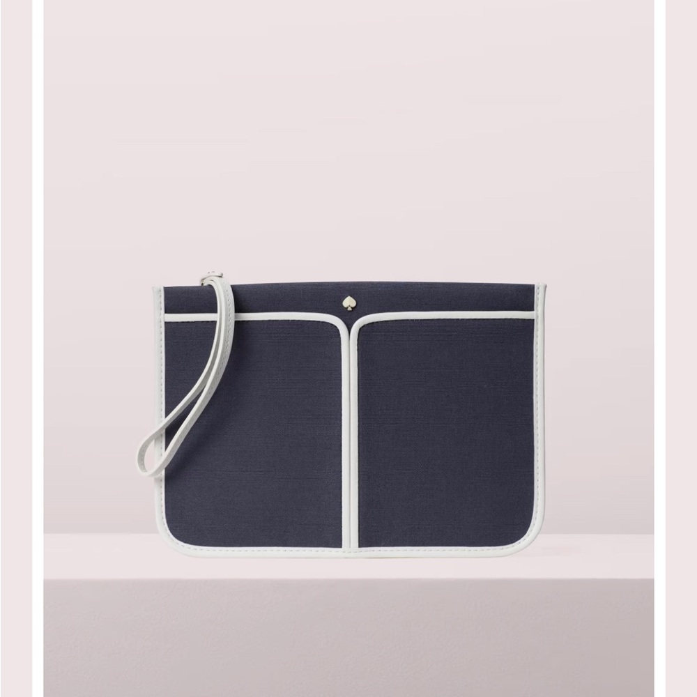 NWT kate spade Sam canvas plunge wristlet blazer blue
